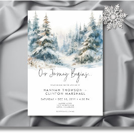 Invitación Boda de acuarela de la escena invernal de montaña 