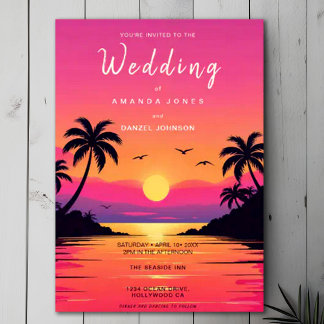Invitación Boda de acuarela de la Isla Tropical Sunrise