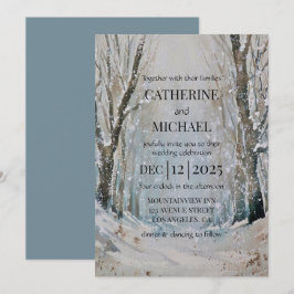 Invitación Boda de acuarela de la selva de invierno rústica y