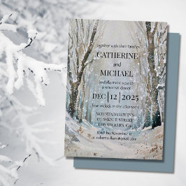Invitación Boda de acuarela de la selva de invierno rústica y