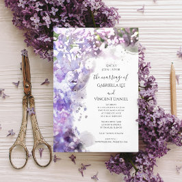 Invitación Boda de acuarela de las flores de lino púrpura