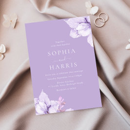 Invitación Boda de acuarela de las flores moradas