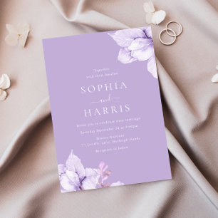 Invitación Boda de acuarela de las flores moradas