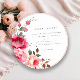 Invitación Boda de acuarela de las flores rosadas rojas de Bo