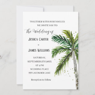 Invitación Boda de acuarela de las palmeras tropicales