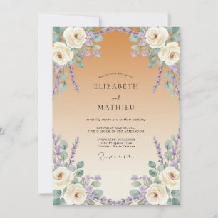 Invitación Boda de acuarela de lila y champán