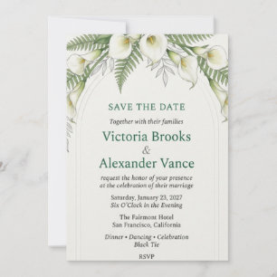 Invitación Boda de Acuarela de Lirio Calla, Helecho y Arco