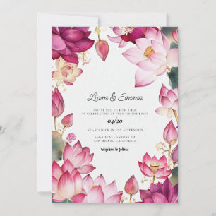 Invitación Boda de acuarela de loto en India