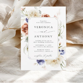 Invitación Boda de acuarela de marco floral de jardín