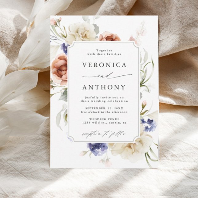 Invitación Boda de acuarela de marco floral de jardín (Subido por el creador)