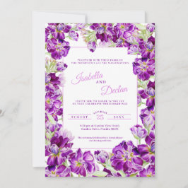 Invitación Boda de acuarela de marco floral de material morad