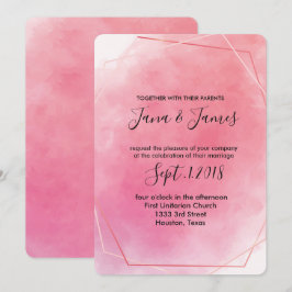 Invitación Boda de acuarela de marco rosa Rosa