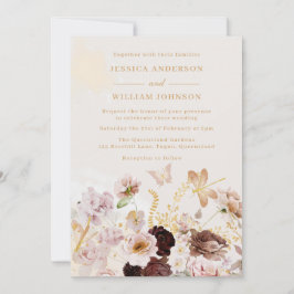 Invitación Boda de acuarela de mármol floral de Rubor