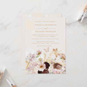 Invitación Boda de acuarela de mármol floral de Rubor