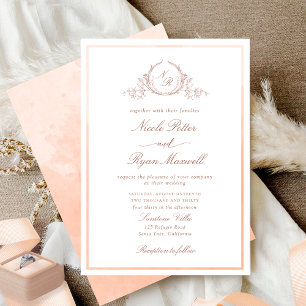 Invitación Boda de acuarela de monograma clásico