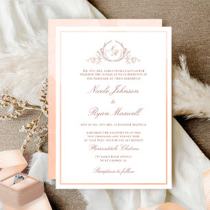 Invitación Boda de acuarela de monograma formal clásico