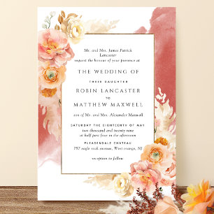 Invitación Boda de acuarela de Naranja de Rubor de óxido form