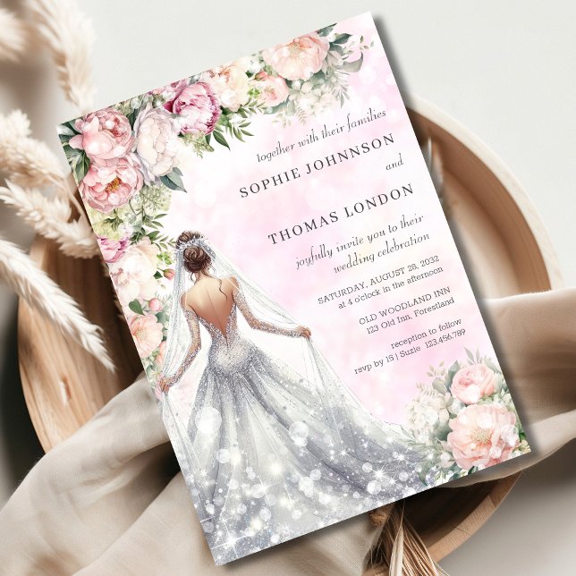 Invitación Boda de acuarela de novia florida (Subido por el creador)