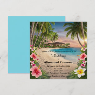 Invitación Boda de acuarela de Ocean Beach Tropical