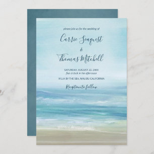 Invitación Boda de acuarela de Ocean Waves Beach Abstract
