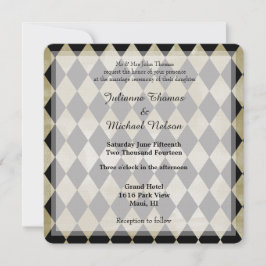 Invitación Boda de acuarela de oro y diamantes negros