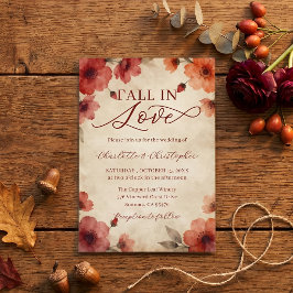 Invitación Boda de acuarela de otoño Borgoña enamorada