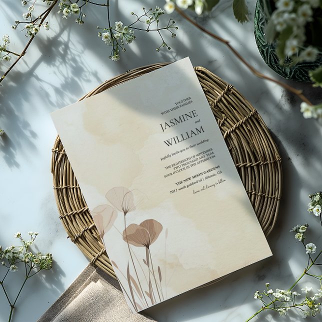 Invitación Boda de acuarela de otoño de flores boho (Subido por el creador)