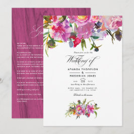 Invitación Boda de Acuarela de Peonías Rosadas Vintage Rústic