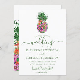 Invitación Boda de acuarela de piña tropical floral