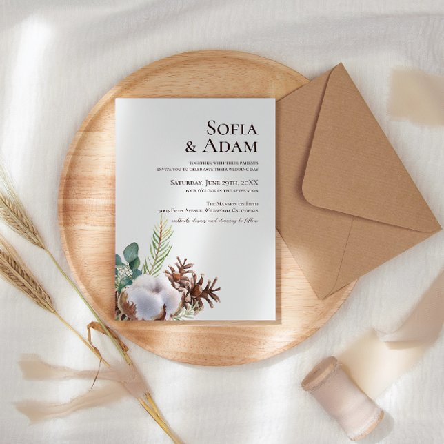Invitación Boda de acuarela de Poinsettia floral de invierno (Subido por el creador)