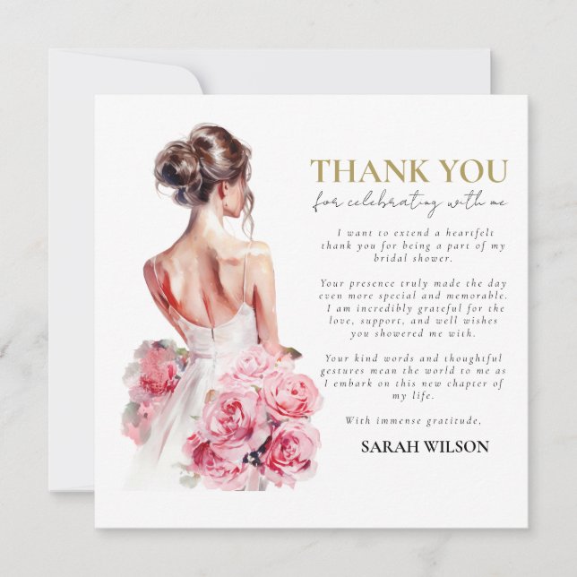 Invitación Boda de acuarela de presupuesto duchas de novias G (Anverso)