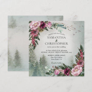 Invitación Boda de acuarela de Rosa de Pine Forest Dusty