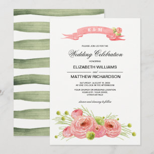 Invitación Boda de acuarela de Rosas románticos