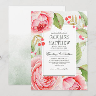 Invitación Boda de acuarela de Rosas románticos