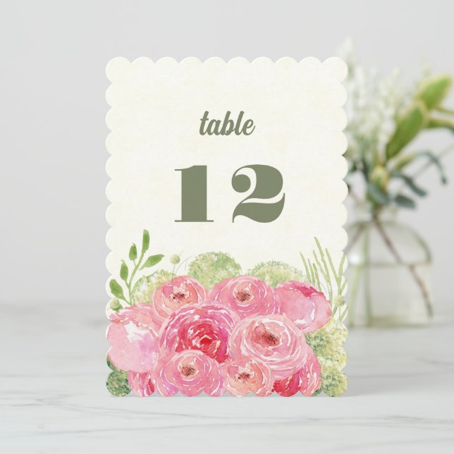 Invitación Boda de acuarela de rosas rosadas románticas (Anverso de pie)