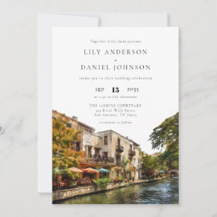 Invitación Boda de acuarela de San Antonio todo en uno