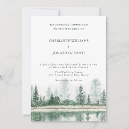 Invitación Boda de acuarela de selva de montaña rusa de códig