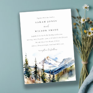 Invitación Boda de acuarela de Ski Mountain Telluride Colorad