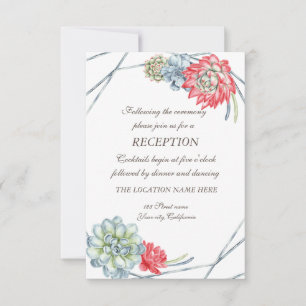 Invitación Boda de Acuarela de Suculentas Rojas del Desierto