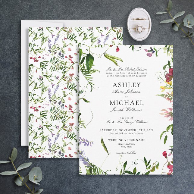 Invitación Boda de acuarela de verano clásico (Subido por el creador)