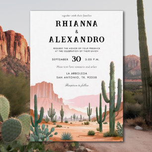 Invitación Boda de acuarela de verano de Cactus para el desie