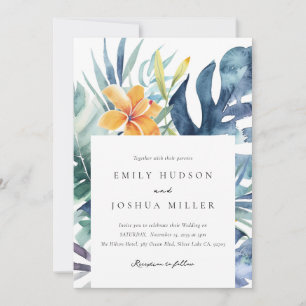 Invitación Boda de acuarela de verano floral tropical