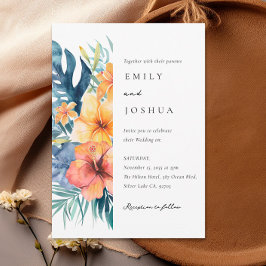 Invitación Boda de acuarela de verano floral tropical