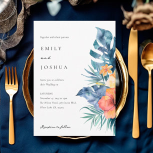 Invitación Boda de acuarela de verano floral tropical