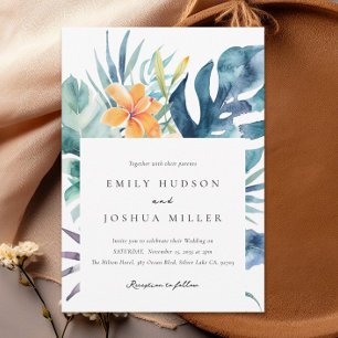 Invitación Boda de acuarela de verano floral tropical