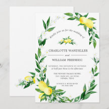Boda de Acuarela de Verdor con Limones en Flor