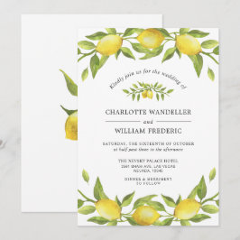 Invitación Boda de Acuarela de Verdor con Limones en Flor