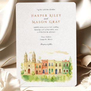 Invitación Boda de acuarela de Vibrant Campeche México