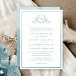Invitación Boda de acuarela de vidrio marino de monograma for<br><div class="desc">Deléitese con sus amigos y familiares con esta elegante invitación a la boda, mostrando un exquisito y frondoso monograma botánico con las iniciales de la novia y el novio. Invitación frontal recortada con un marco de color acuático de sabio delgado y de vidrio marino, mientras que la parte posterior de...</div>