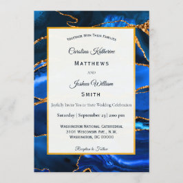 Invitación Boda de acuarela del árido azul abstracto